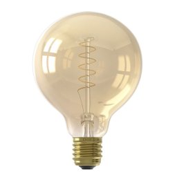 Calex LED Full Glass Flex Filament Globe Lamp 240V 3,8W 250lm E27 G95, Gold 2100K Dimmable