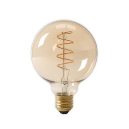 Calex LED Full Glass Flex Filament Globe Lamp 240V 4W 200lm E27 G125, Gold 2100K Dimmable, energy