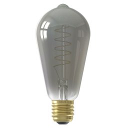 Calex LED Full Glass Flex Filament Rustik Lamp 240V 4W 136lm E27 ST64, Titanium 1800K Dimmable