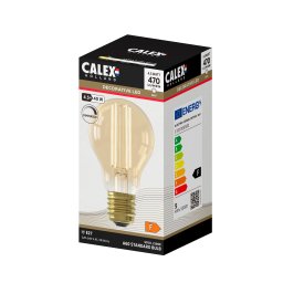 Calex LED volglas Filament Standaardlamp 240V 4,5W 470lm E27 A60, Goud 2100K CRI80 Dimbaar