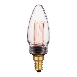 Freelight 3 standen lamp KaarsØ35mm, LED, Helder Glas, Lang Filament, 240V 2W 60lm E14 2000K