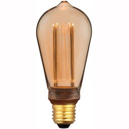 Freelight 3 standen lamp RustiekØ64mm, LED, Goud Glas, Lang Filament, 240V 5W 200lm E27 1800K