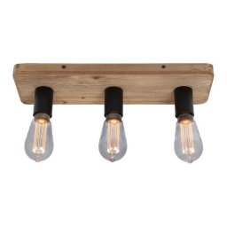 Freelight Plafondlamp Lenero 3 Lichts L 50 cm hout zwart