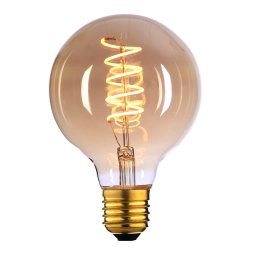 Highlight GlobelampØ125mm LED Goud Glas Spiraal Filament 240V 9W 650lm E27, 2200K Dimbaar