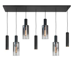 Highlight Hanglamp Perugia 4+3 lichts - 2e kans - L 130 cm zwart rook