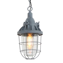 Industriële hanglamp Ebbe | 1 lichts | grijs | glas / metaal | in hoogte verstelbaar tot 156 cm | Ø