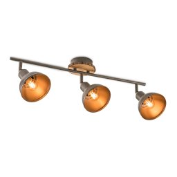 Landelijke LED Opbouwspot Denver - Naturel - 58/10.5/24cm - Dimbaar - plafonniere gemaakt van hout en metaal - inclusief LED lichtbron - E14 fitting - 4W - 400lm - 2700K - warm wit licht