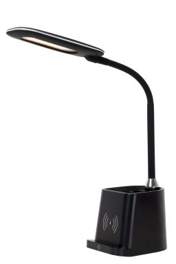 Lucide PENNY - Bureaulamp - LED Dimb. - 1x4,7W 3000K - Met draadloze oplader - Zwart