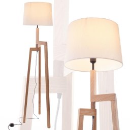 Moderne vloerlamp Sabi | 1-lichts | hout&wit stof |Ø 40 cm lampenkap | hoogte 167 cm |