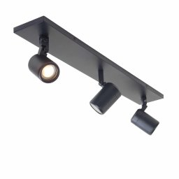 Moderne Zwarte Plafondlamp met 3 Spots Zwart IP44 - Verstelbare Verlichting voor Stijlvolle Binnen-