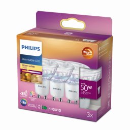 Philips  3,8W - GU10 - 2200-2700K - 345 lumen set van 3 - 929002065756