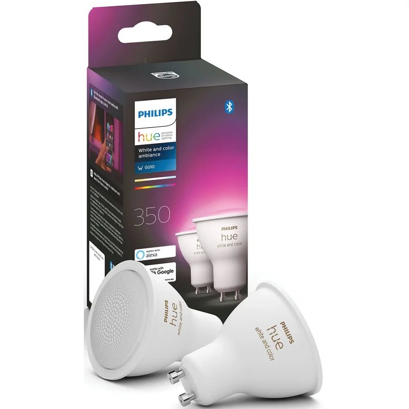 Philips HUE Lichtbron GU10 350 Lumen White and Color Ambiance 2 pack