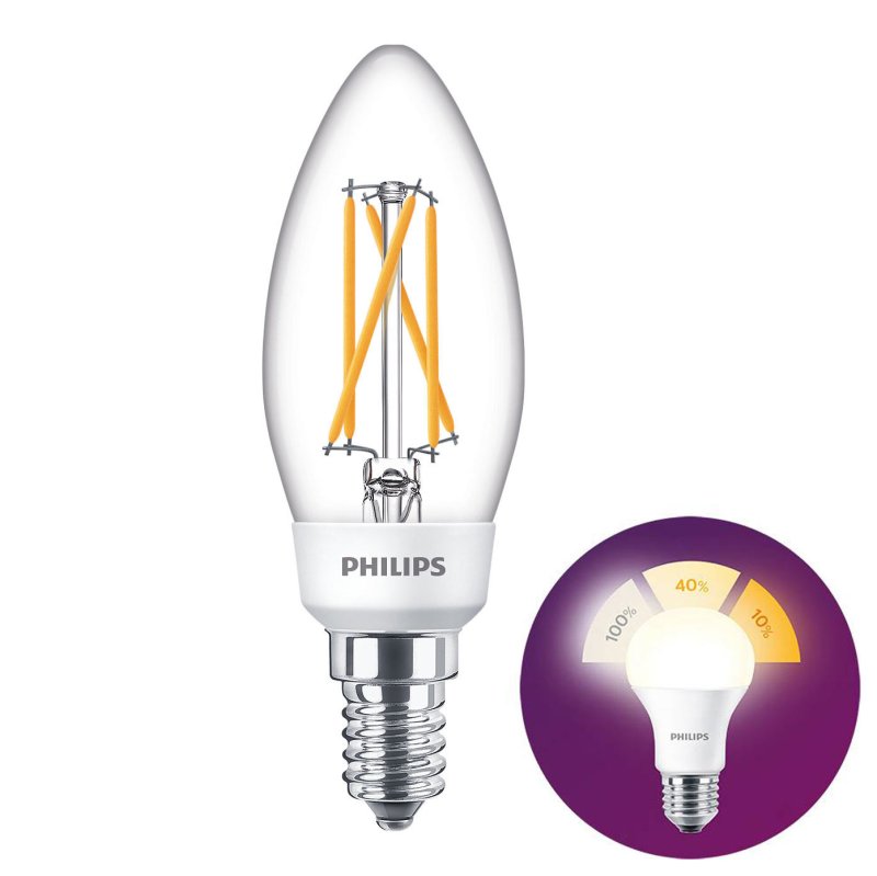 Philips LED E14 kaars 5 Watt Philips SceneSwitch filament DIM