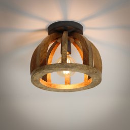 Plafondlamp gebogen houten spijl |Ø 30 cm | 1 lichts | massief mango hout naturel | modern /