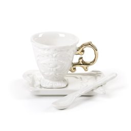 SELETTI I-wares porseleinen koffieset met col. Handvat goud