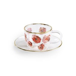 SELETTI Toiletpaper glazen koffieset - rozen