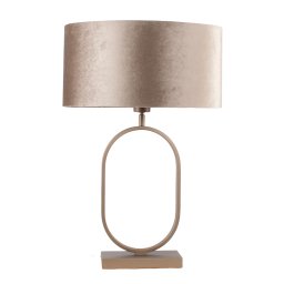 Tafellamp Verona ovaal met ovale velours kap | 1 lichts | taupe velours | taupe on taupe / brons /