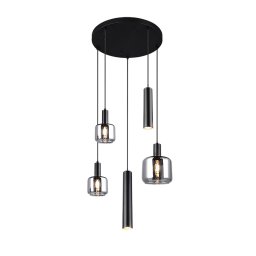 Trio Leuchten Hanglamp Mataro 5 lichts Ø 55 cm zwart