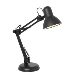 Verstelbare mat zwarte bureaulamp | 1 lichts | zwart | metaal | 55 cm hoog | kantoor / bureaulamp |