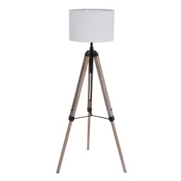 Vloerlamp Triek | 1-lichts | uitschuifbaar | mat zwart&vergrijsd hout | landelijke stijl |Ø 40 cm