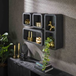 Wandrek set van 4 Dark clay | grijs | 30x20x65 cm | functioneel&stijlvol design | woonkamer /