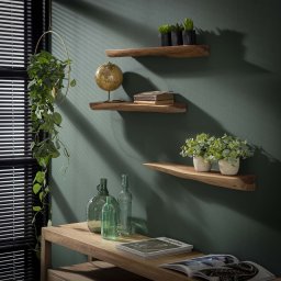 Wandschap Edge | set van 3 | 60 x 13 x 4 cm | bruin / zwart | hout / metaal | woonkamer / slaapkamer