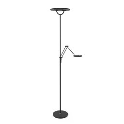 Zwarte vloerlamp met lees arm Soleil | 2 lichts | zwart | glas / metaal | 183 cm hoog | vloerlamp /